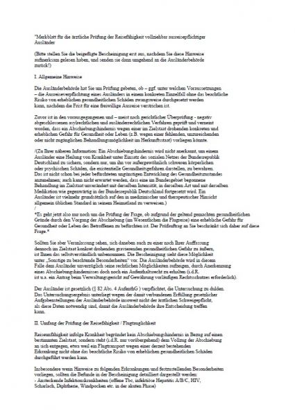 Ärztliche Prüfung der Reisefähigkeit